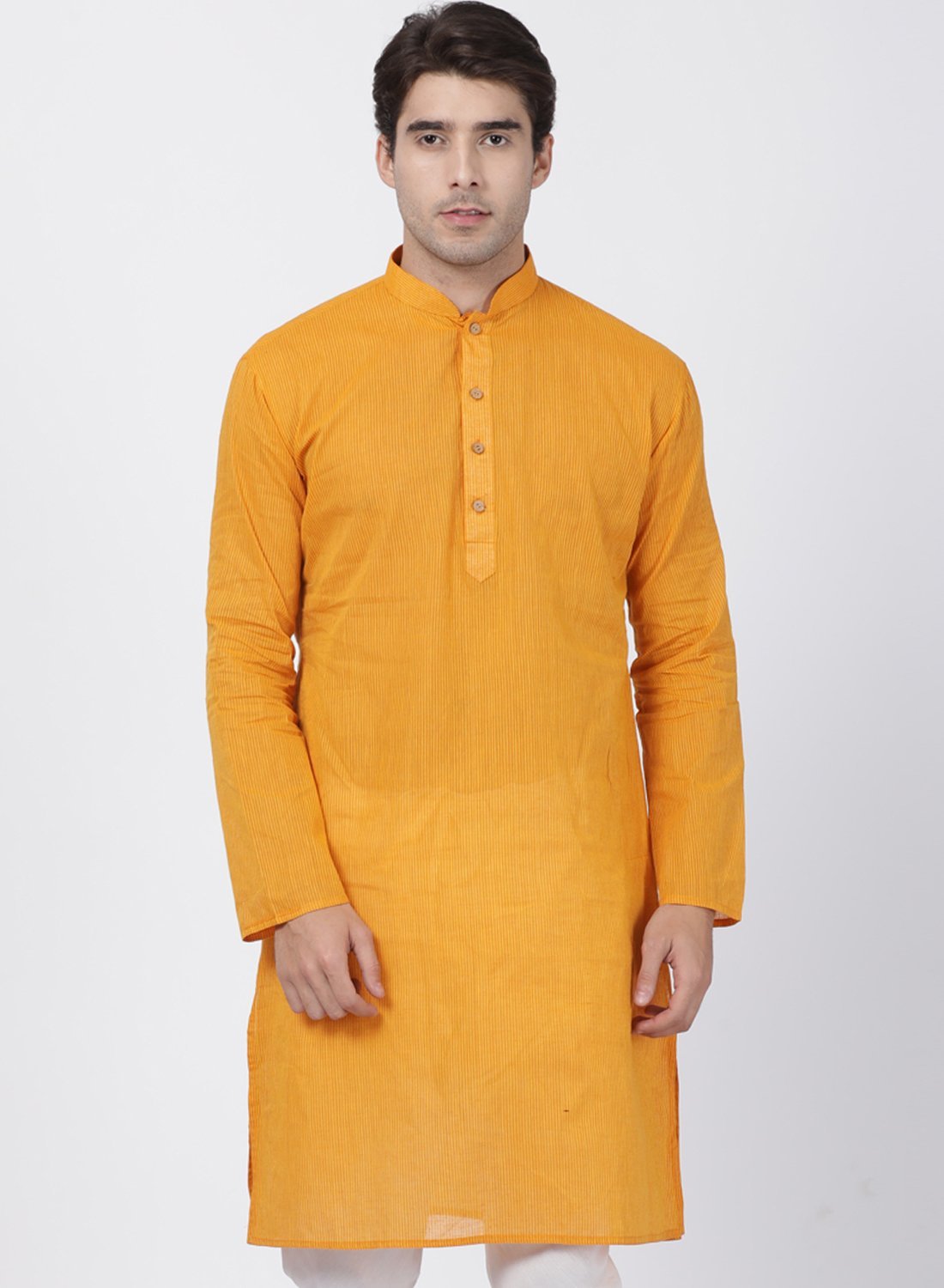 Men's Yellow Pure Cotton Kurta