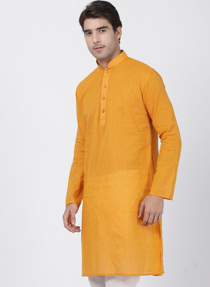 Men's Yellow Pure Cotton Kurta