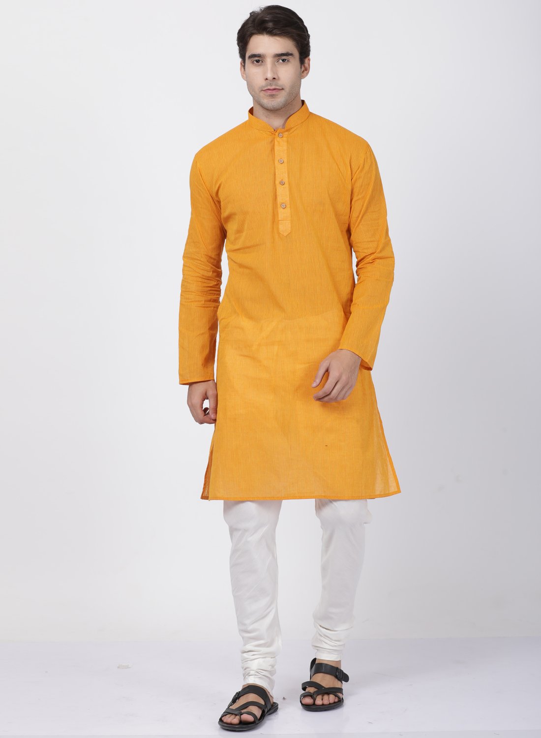 Men's Yellow Cotton Kurta
