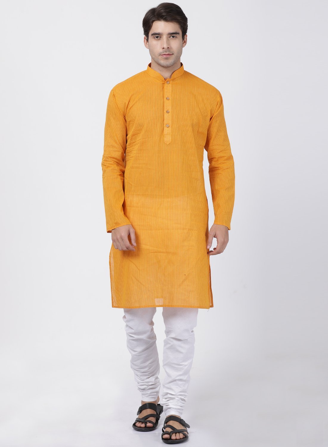 Men's Yellow Pure Cotton Kurta and Pyjama Set
