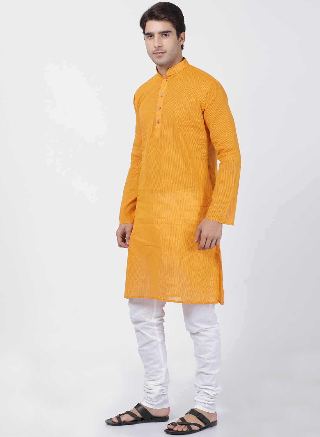 Men's Yellow Pure Cotton Kurta and Pyjama Set