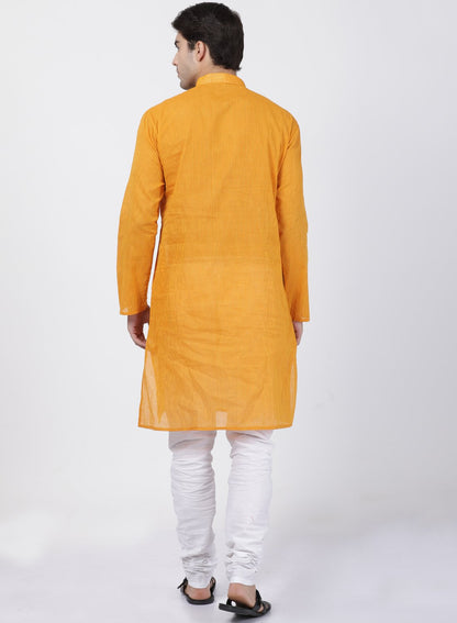 Men's Yellow Pure Cotton Kurta and Pyjama Set