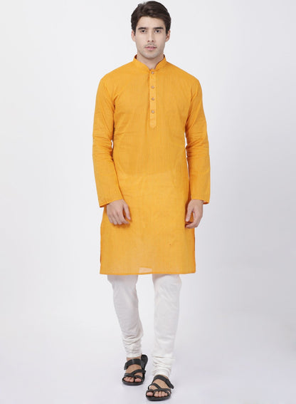 Men's Yellow Pure Cotton Kurta and Pyjama Set