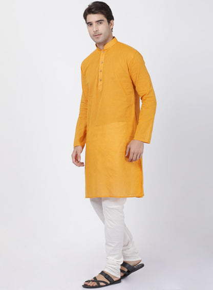 Men's Yellow Pure Cotton Kurta and Pyjama Set