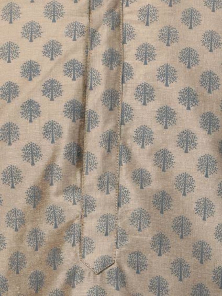 Men's Beige Cotton Silk Blend Kurta and Pyjama Set