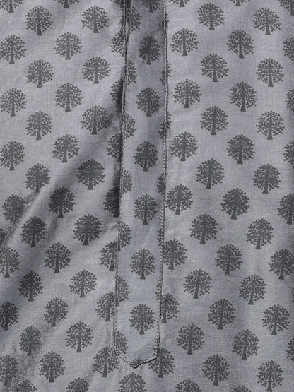 Men's Grey Cotton Silk Blend Kurta and Pyjama Set