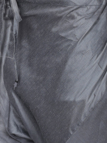 Men's Grey Cotton Silk Blend Kurta and Pyjama Set