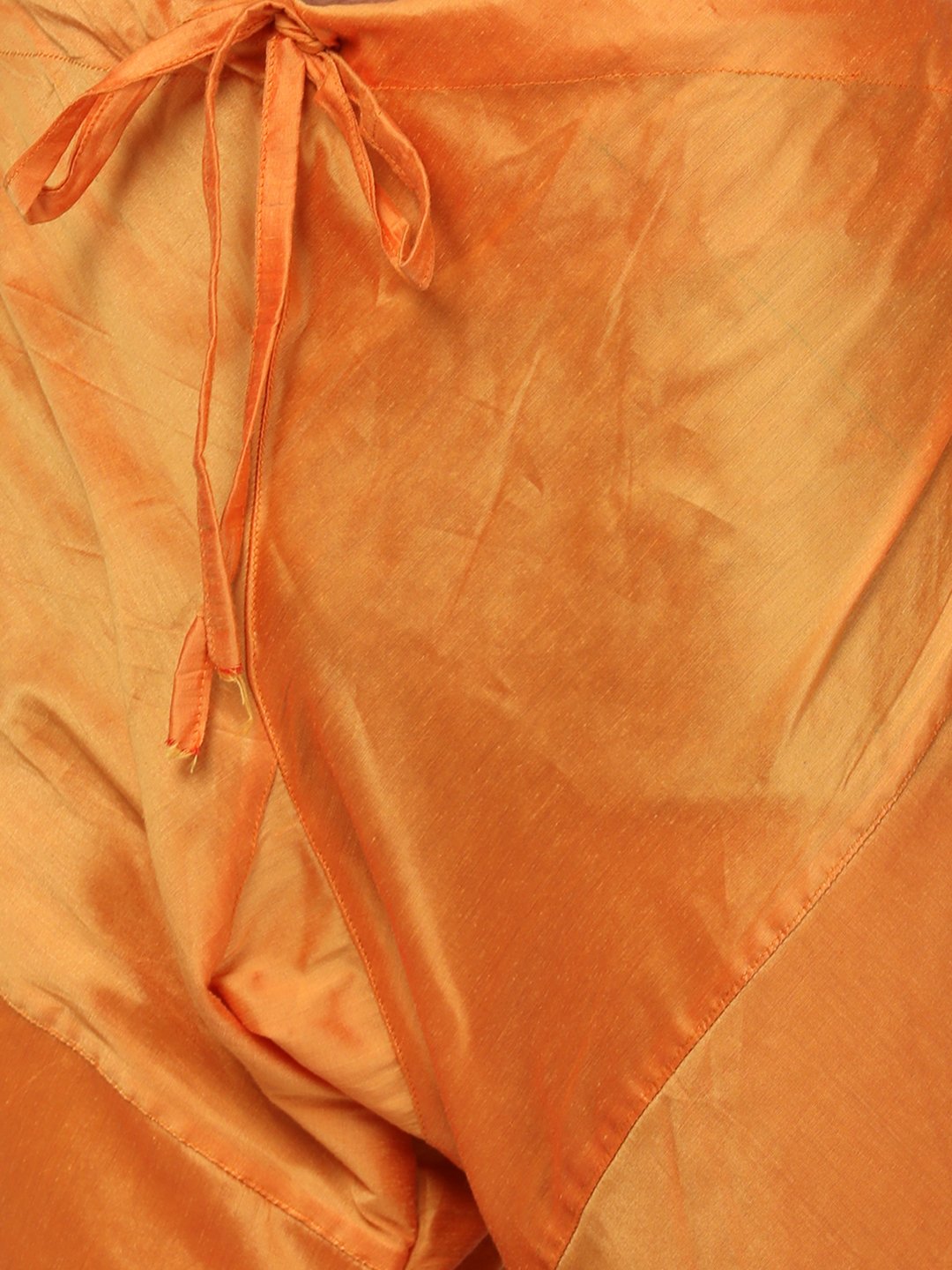 Men's Orange Cotton Silk Blend Kurta and Pyjama Set