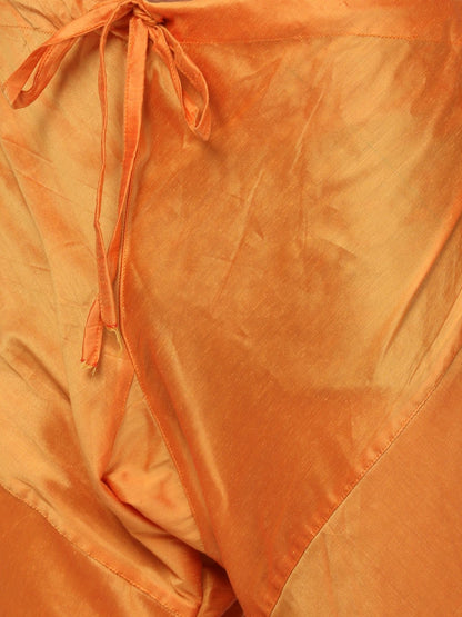 Men's Orange Cotton Silk Blend Kurta and Pyjama Set