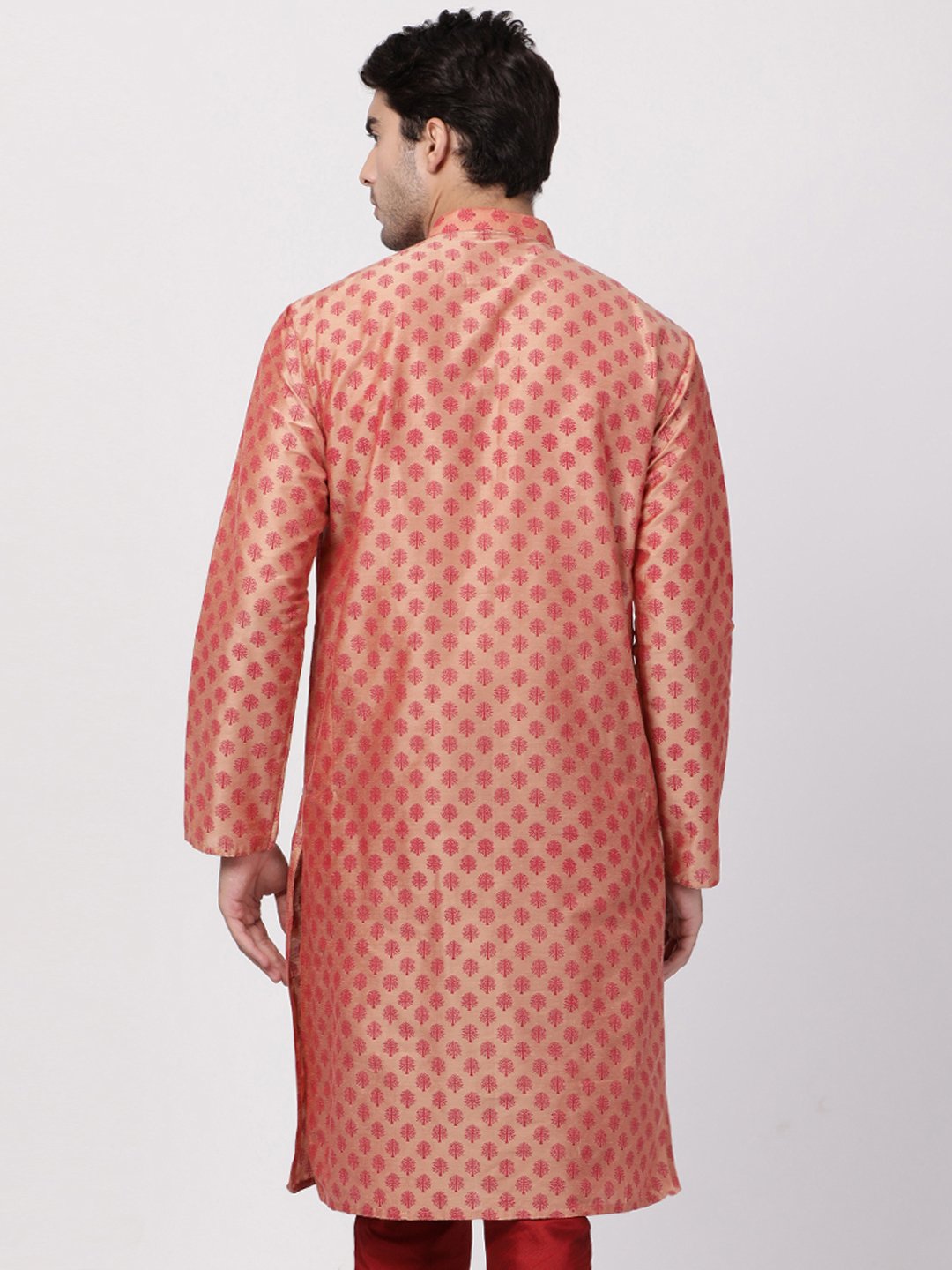 Men's Pink Cotton Silk Blend Kurta and Pyjama Set