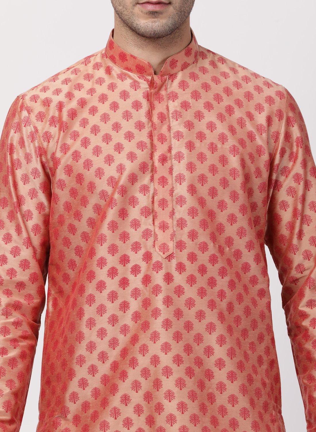 Men's Pink Cotton Silk Blend Kurta and Pyjama Set