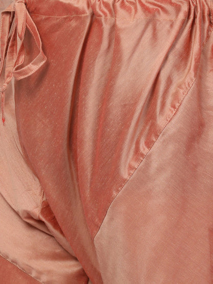 Men's Pink Cotton Silk Blend Kurta and Pyjama Set