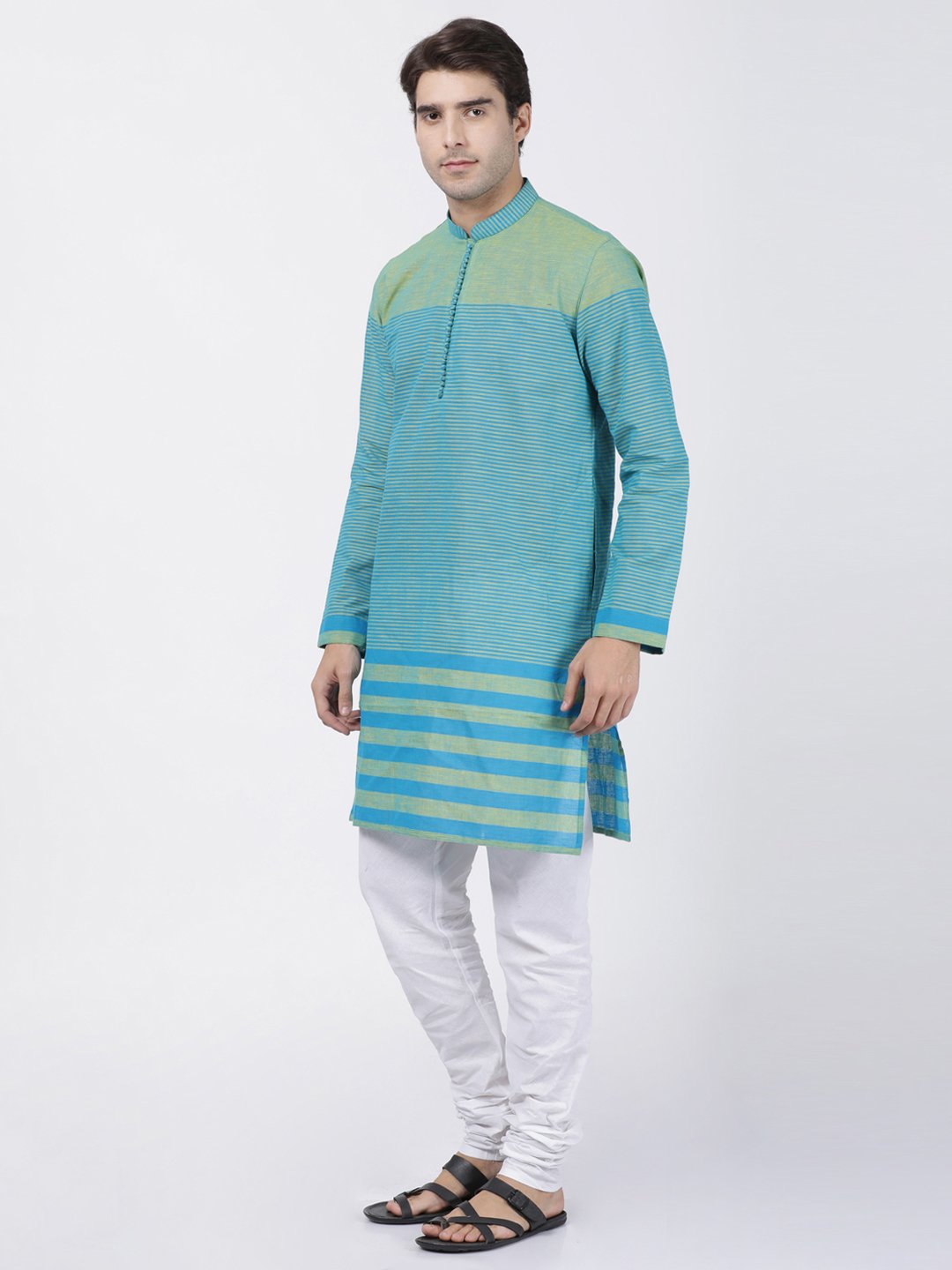 Men's Blue Pure Cotton Kurta and Pyjama Set
