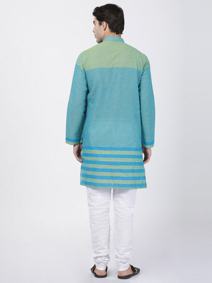 Men's Blue Pure Cotton Kurta and Pyjama Set