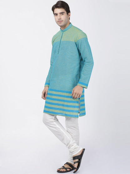 Men's Blue Pure Cotton Kurta and Pyjama Set