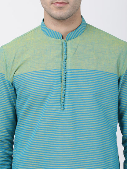 Men's Blue Pure Cotton Kurta and Pyjama Set