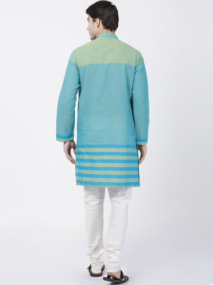 Men's Blue Pure Cotton Kurta and Pyjama Set