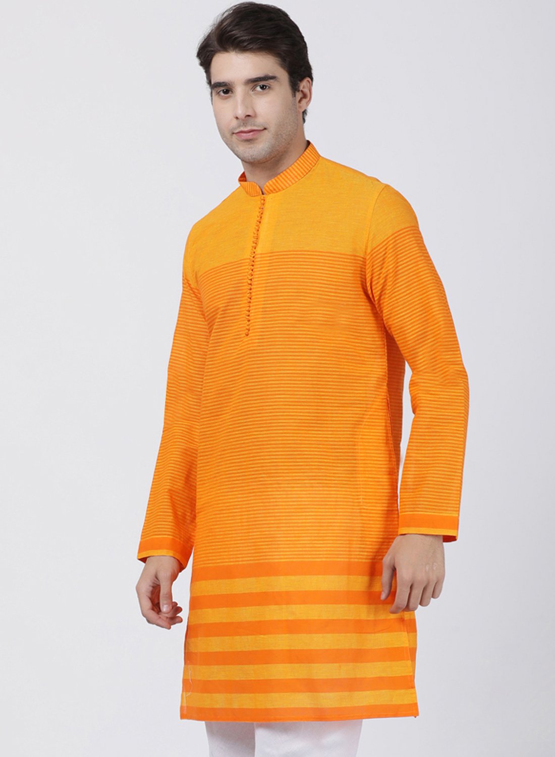 Men's Orange Pure Cotton Kurta