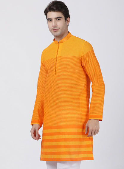 Men's Orange Pure Cotton Kurta