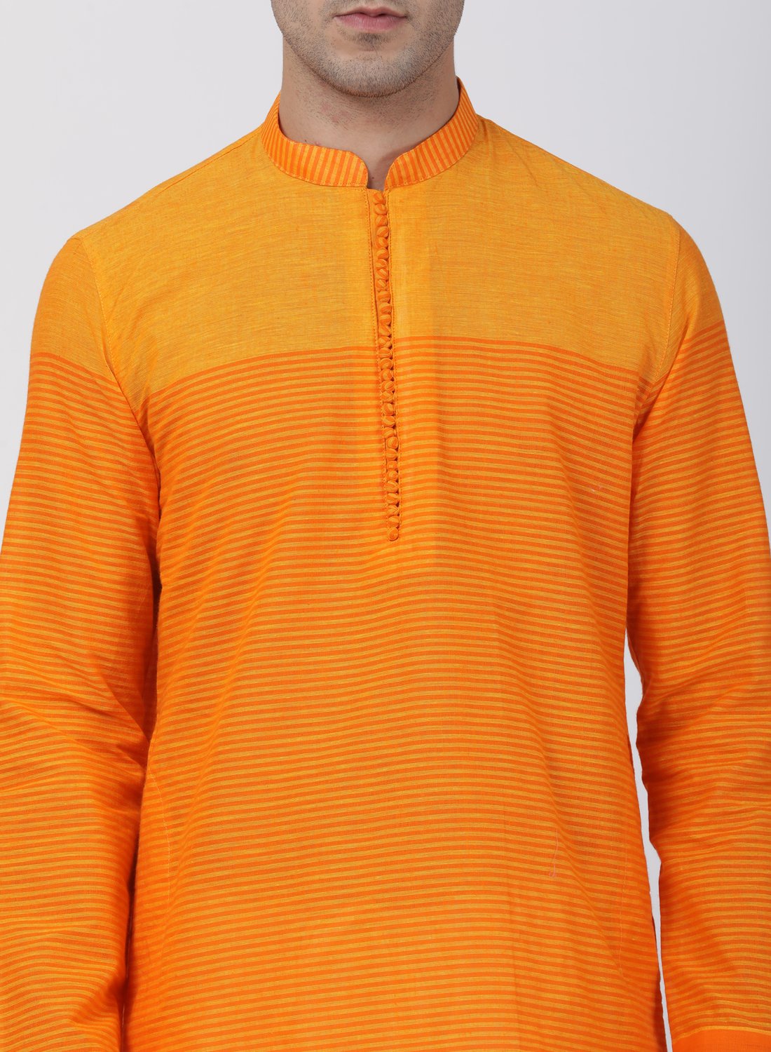 Men's Orange Pure Cotton Kurta and Pyjama Set