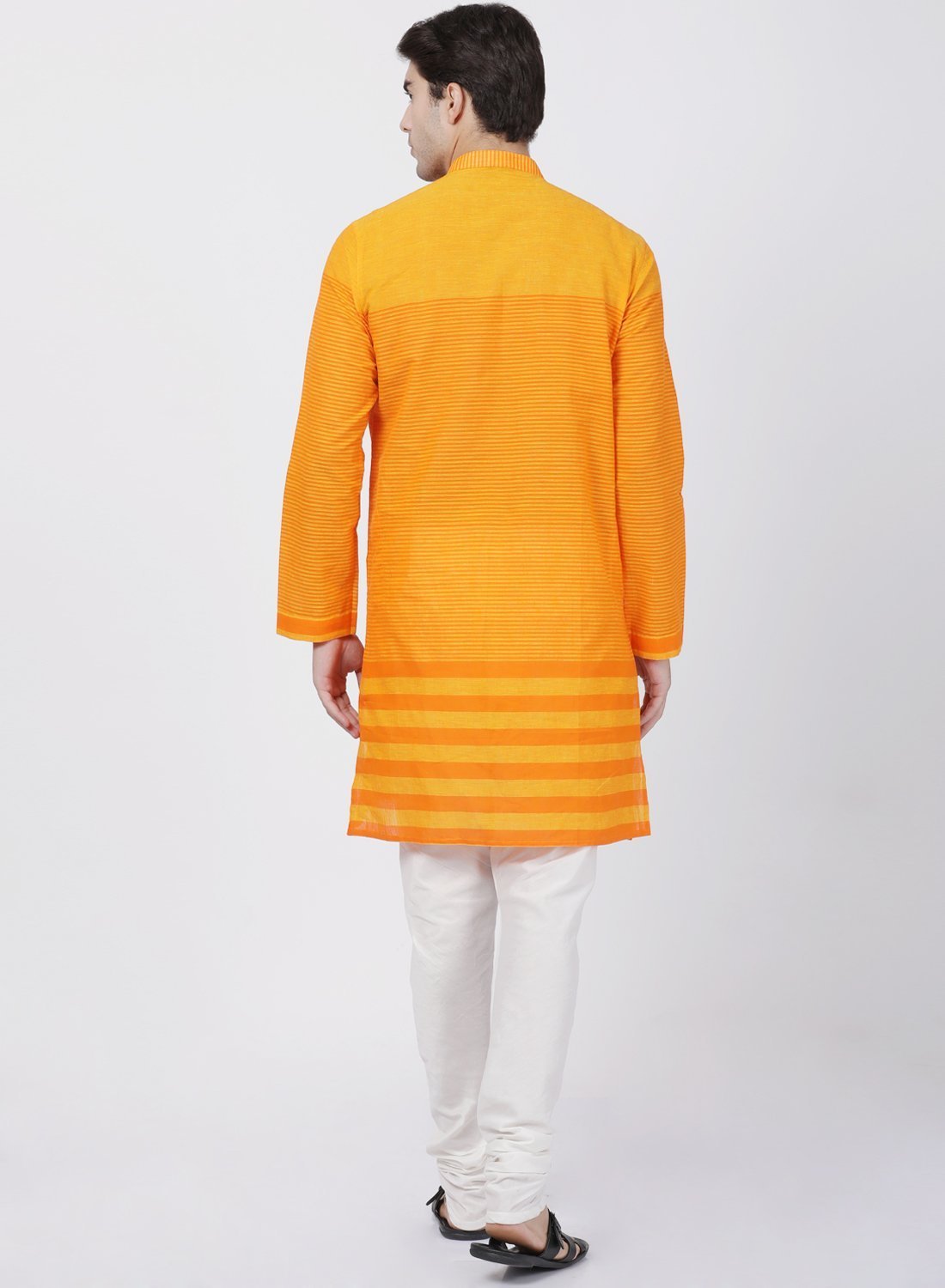 Men's Orange Pure Cotton Kurta and Pyjama Set