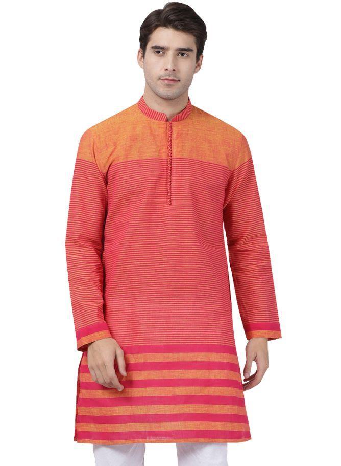 Men's Pink Pure Cotton Kurta