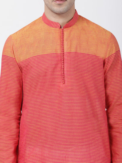 Men's Pink Pure Cotton Kurta and Pyjama Set