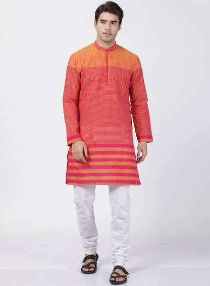 Men's Pink Cotton Kurta