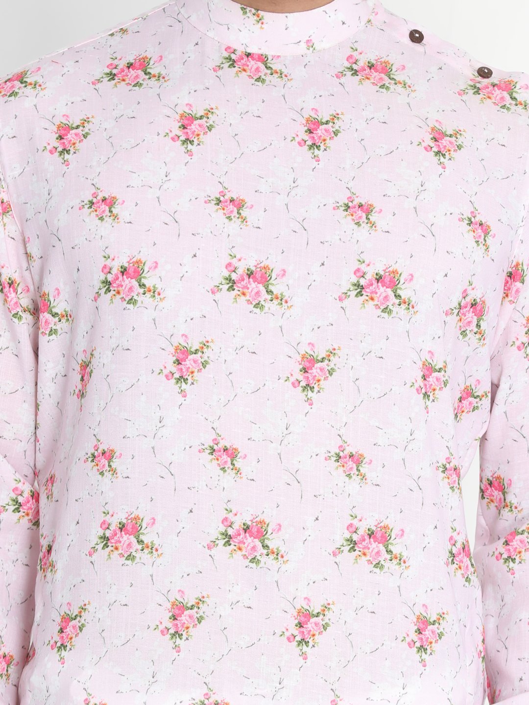 Men's Pink Linen Cotton Blend Kurta and Pyjama Set
