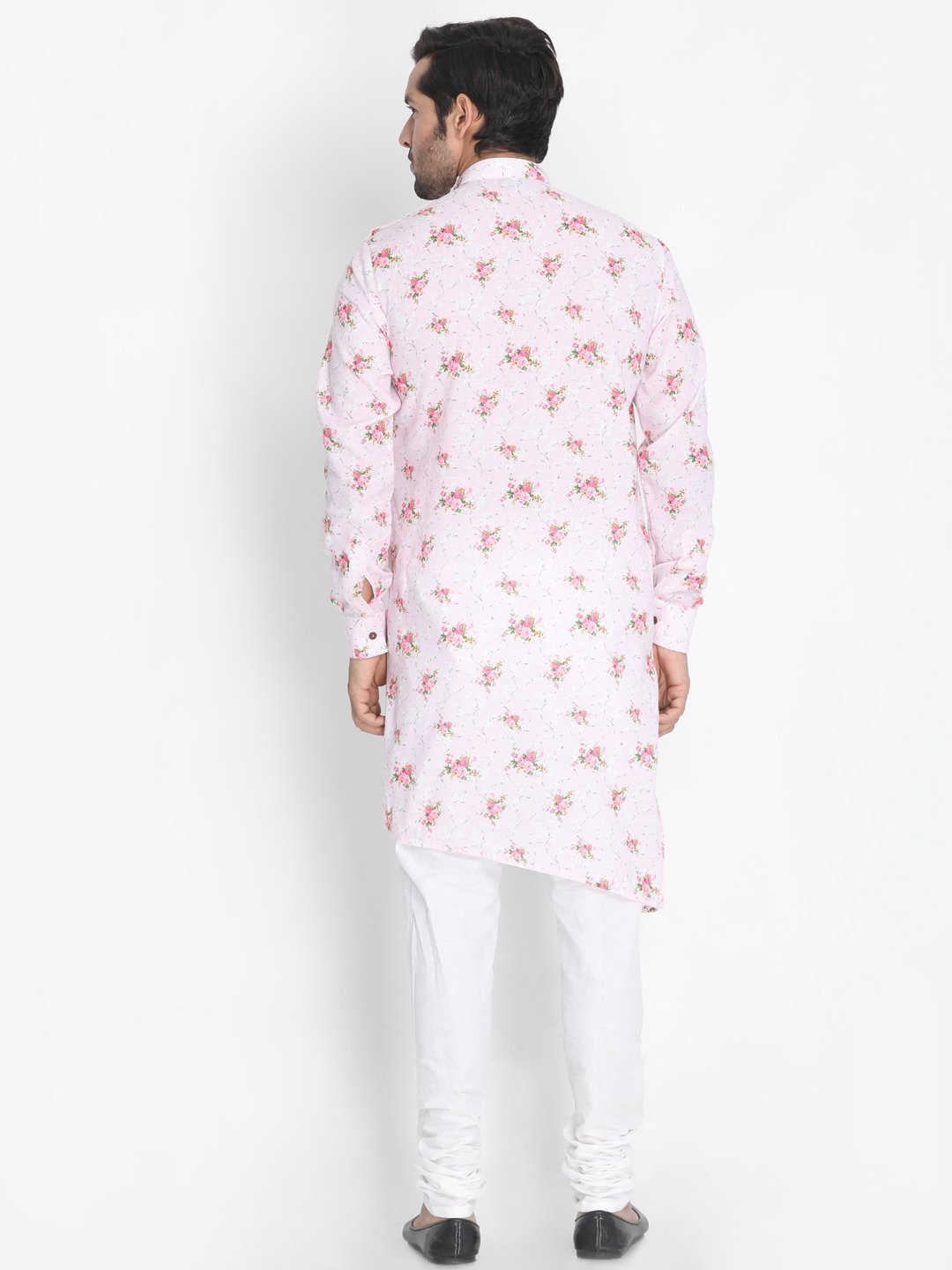 Men's Pink Linen Cotton Blend Kurta and Pyjama Set