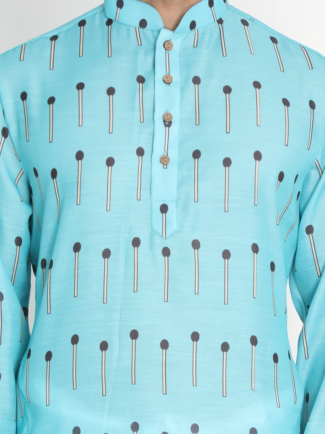 Men's Light Blue Cotton Kurta and Pyjama Set