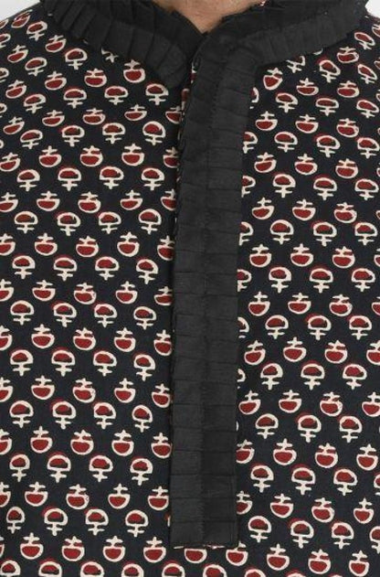 Men's Black Cotton Blend Kurta