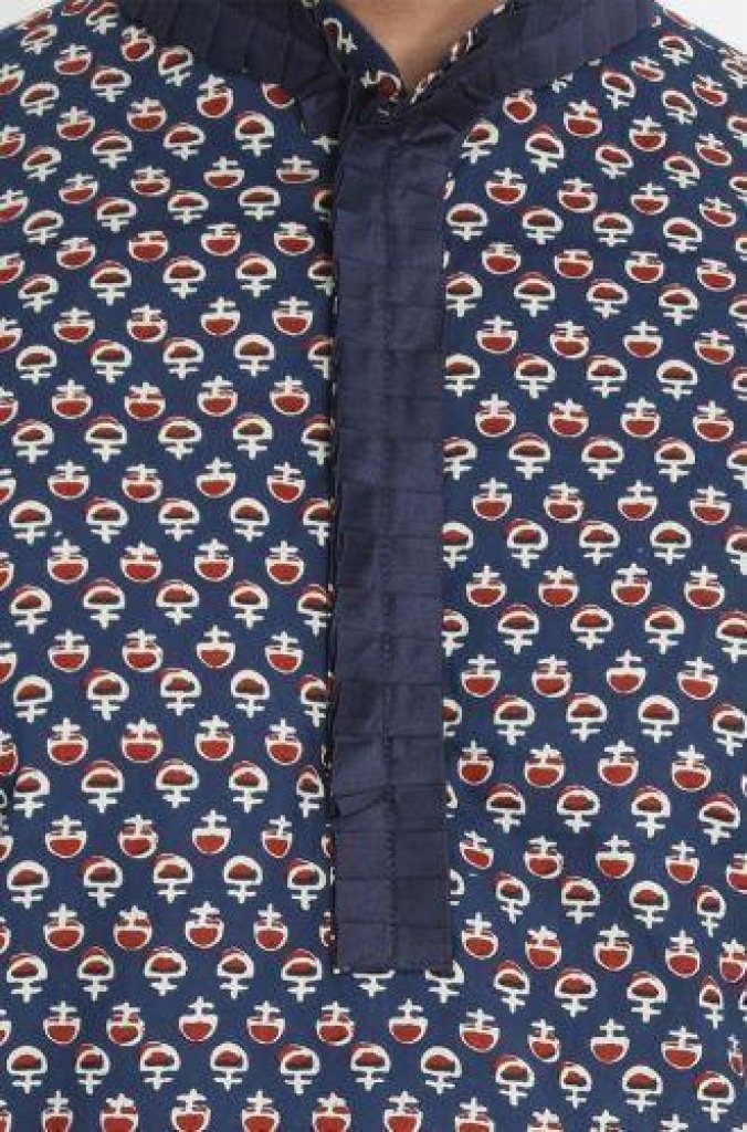 Men's Blue Cotton Kurta