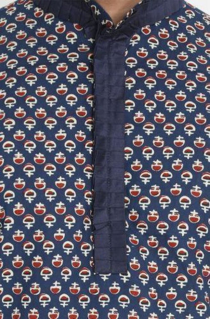 Men's Blue Cotton Kurta