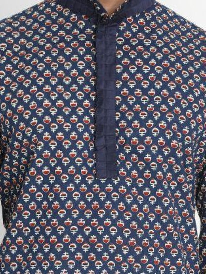 Men's Blue Cotton Kurta and Pyjama Set