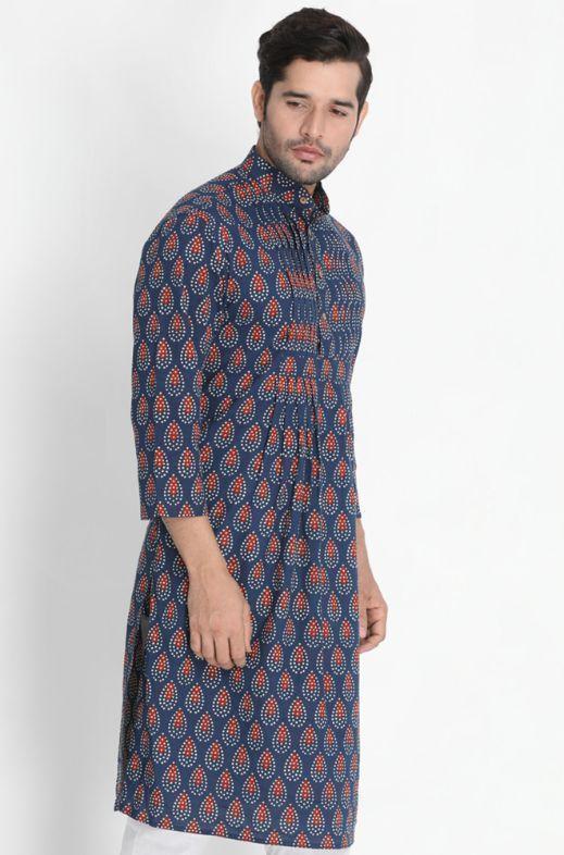 Men's Dark Blue Cotton Kurta