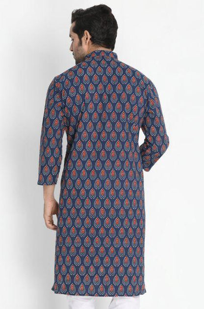 Men's Dark Blue Cotton Kurta
