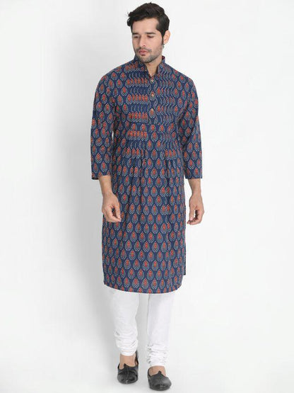 Men's Dark Blue Cotton Kurta