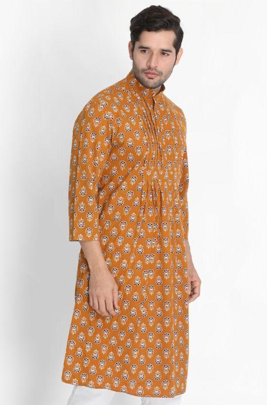 Men's Yellow Cotton Kurta