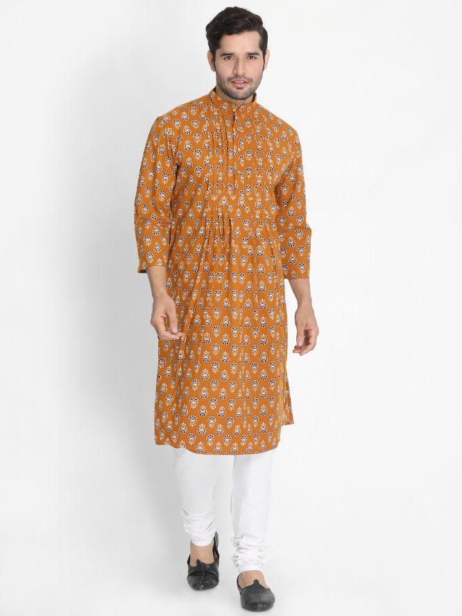 Men's Yellow Cotton Kurta