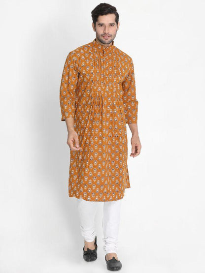 Men's Yellow Cotton Kurta