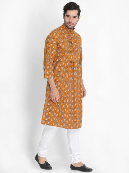 Men's Yellow Cotton Kurta and Pyjama Set