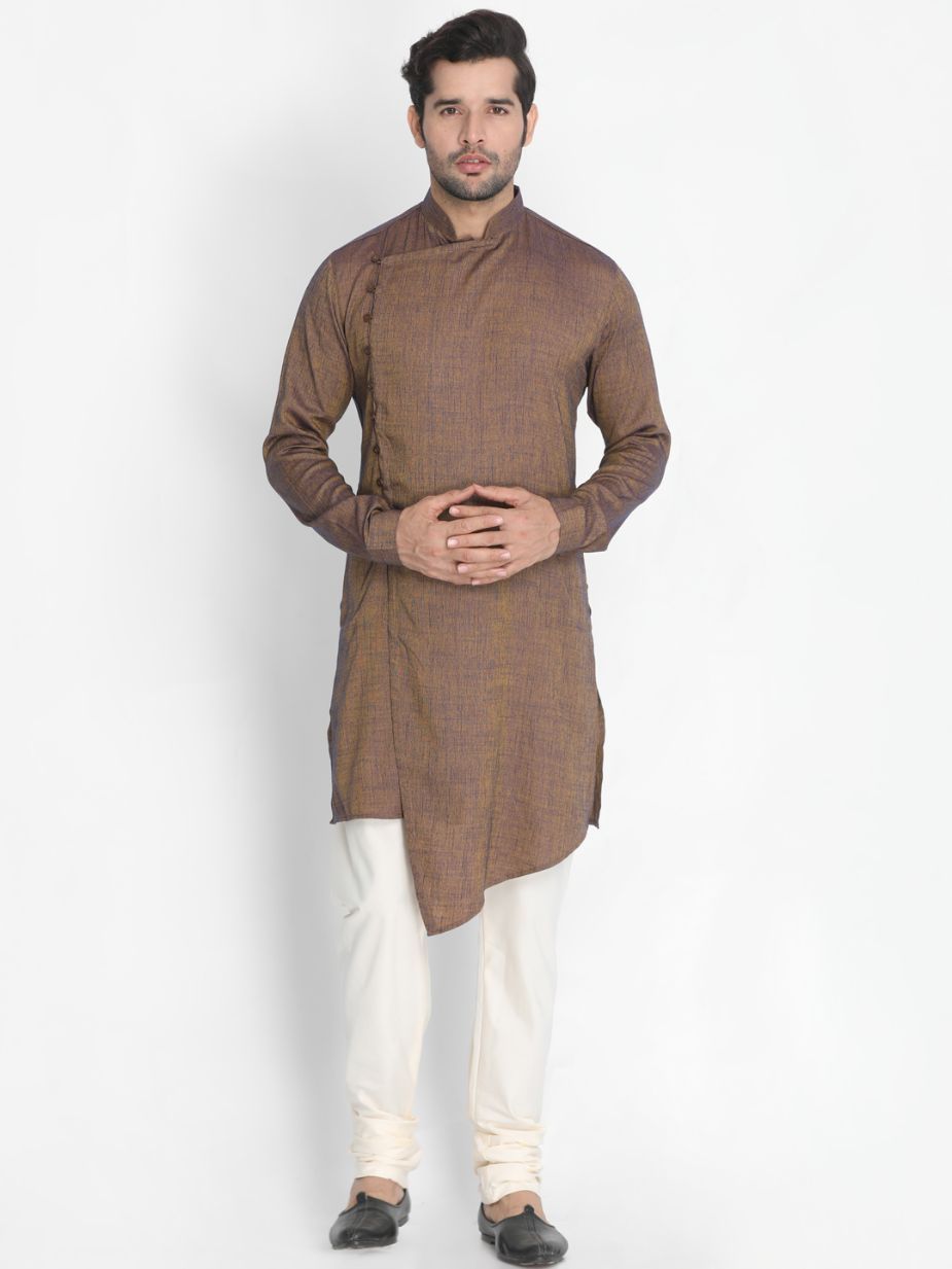 Men's Brown Cotton Blend Kurta