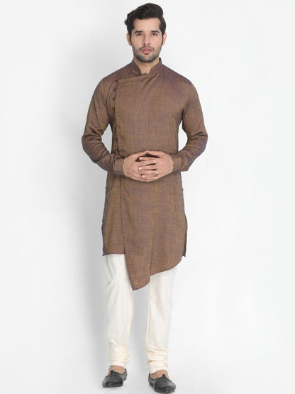 Men's Brown Cotton Blend Kurta