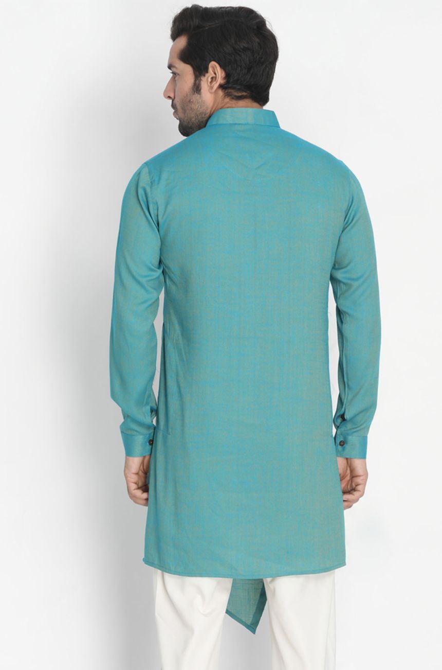Men's Green Cotton Blend Kurta