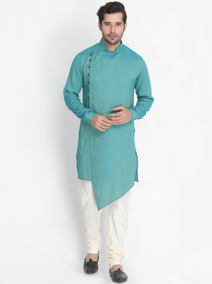 Men's Green Cotton Blend Kurta