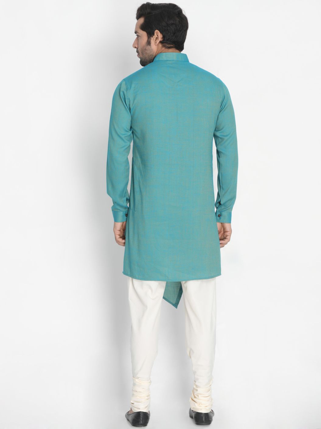 Men's Green Cotton Blend Kurta and Pyjama Set