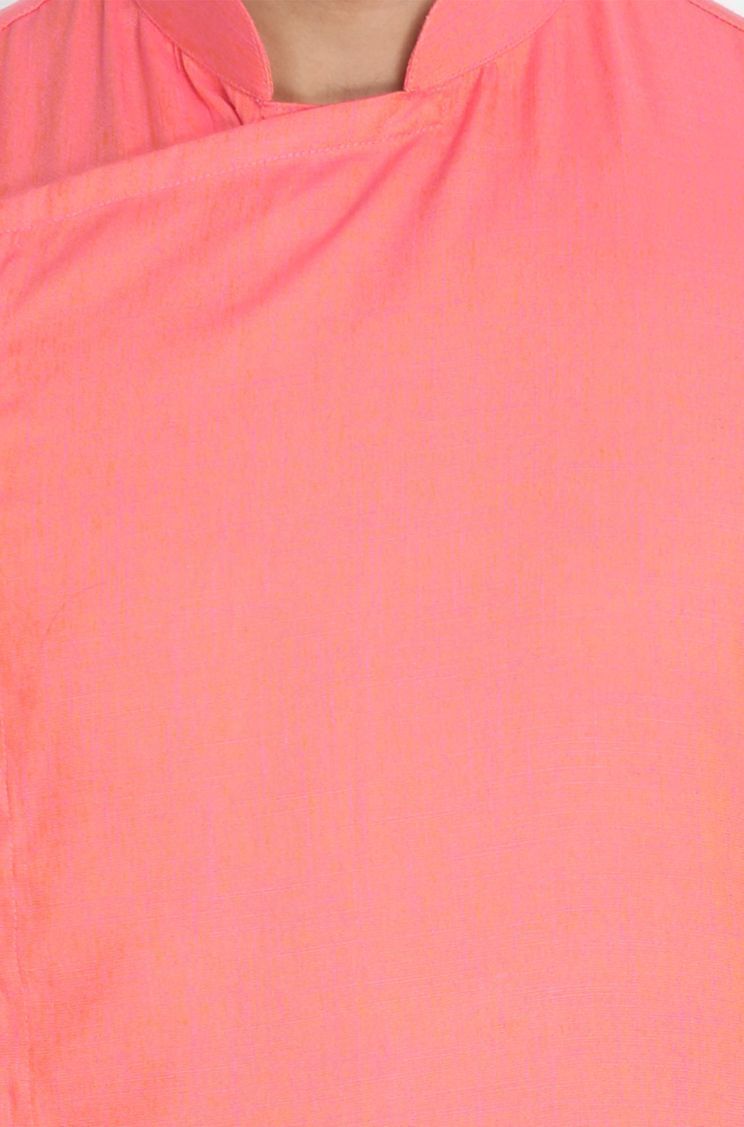 Men's Pink Cotton Blend Kurta