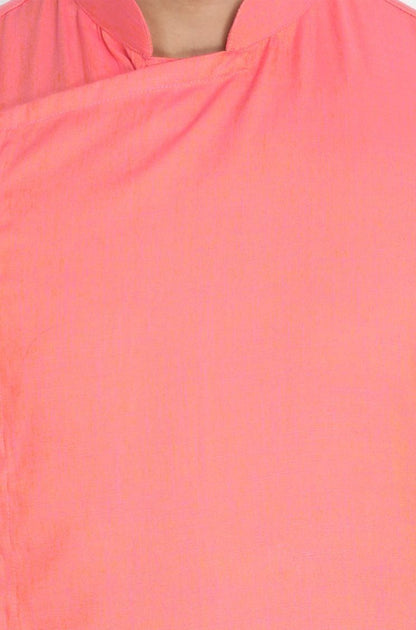 Men's Pink Cotton Blend Kurta