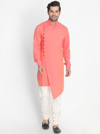 Men's Pink Cotton Blend Kurta